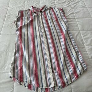 Old Navy Linen-Blend Striped Shirt Dress Size XL